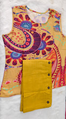 Yellow co-ord set, cotton co-ord set, suitkari