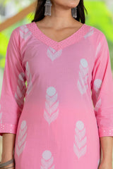 Elegant Pink Cotton Suit Set