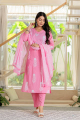 Elegant Pink Cotton Suit Set
