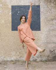 Beautiful Cotton Peach Co-Ord Set