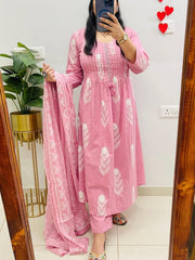 Pink Dupatta set, cotton dupatta set, suitkari