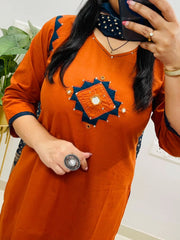 Elegant Rust Orange Cotton Suit Set