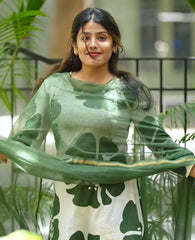 Green dupatta set , suitkari