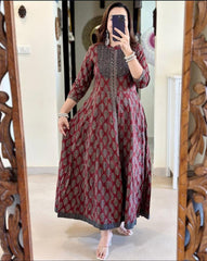 Classic Flared Front Slit Anarkali Set