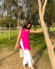 Pink Elegant Ombre Kurta & Pant Set