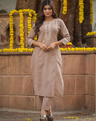 Embroidery COTTON KURTA PANT SET