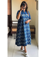 Cotton Zig Zag middi Gown dress