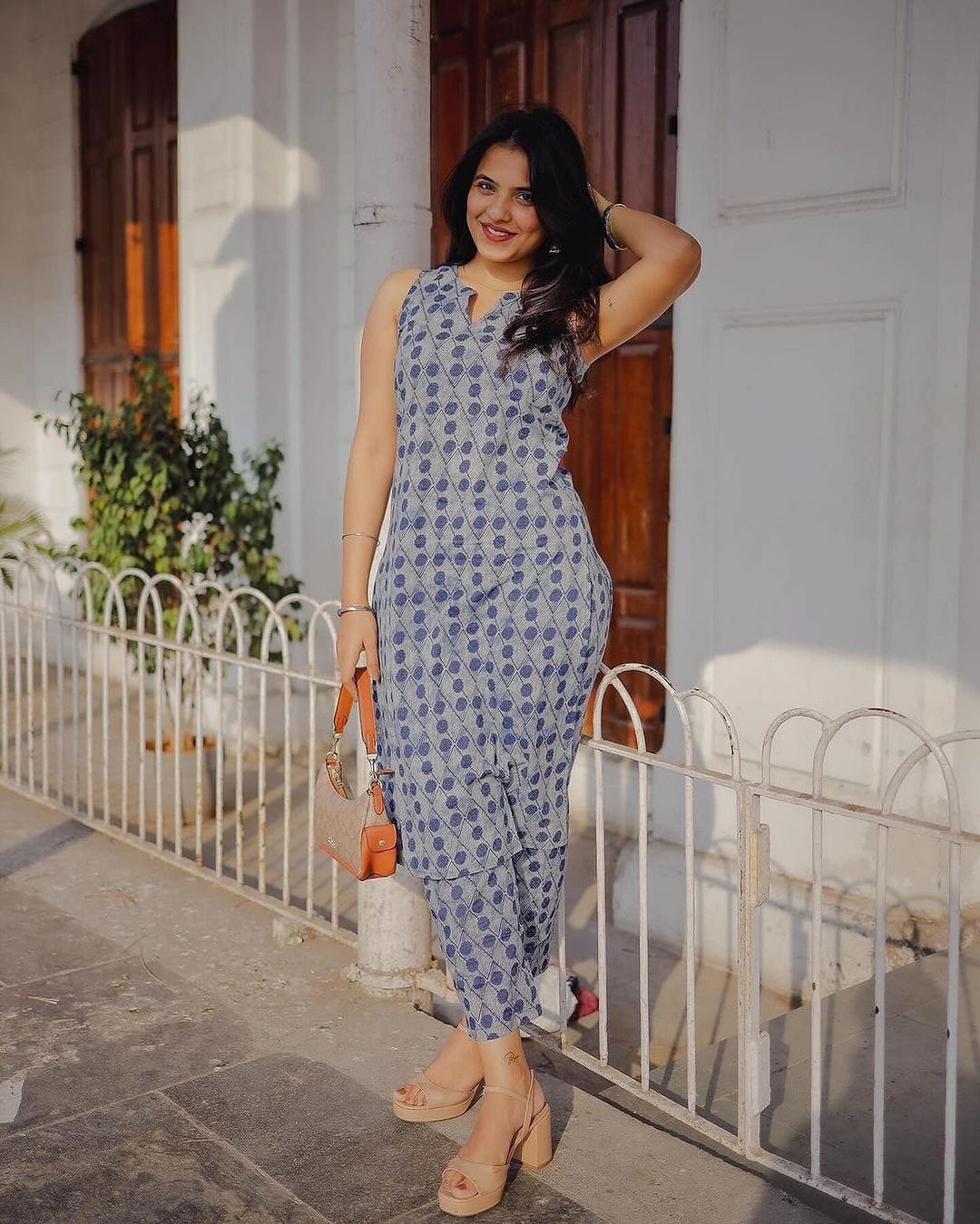 Cotton Indigo Print Kurti Pant