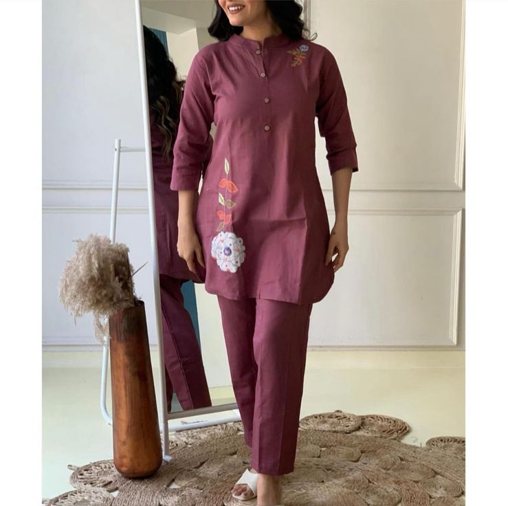 Pure Cotton Chic Co-ord Set with Handwork Paired with Comfy Sets