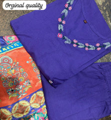 Cotton Kurta with Bottom & Mirror Silk Dupatta