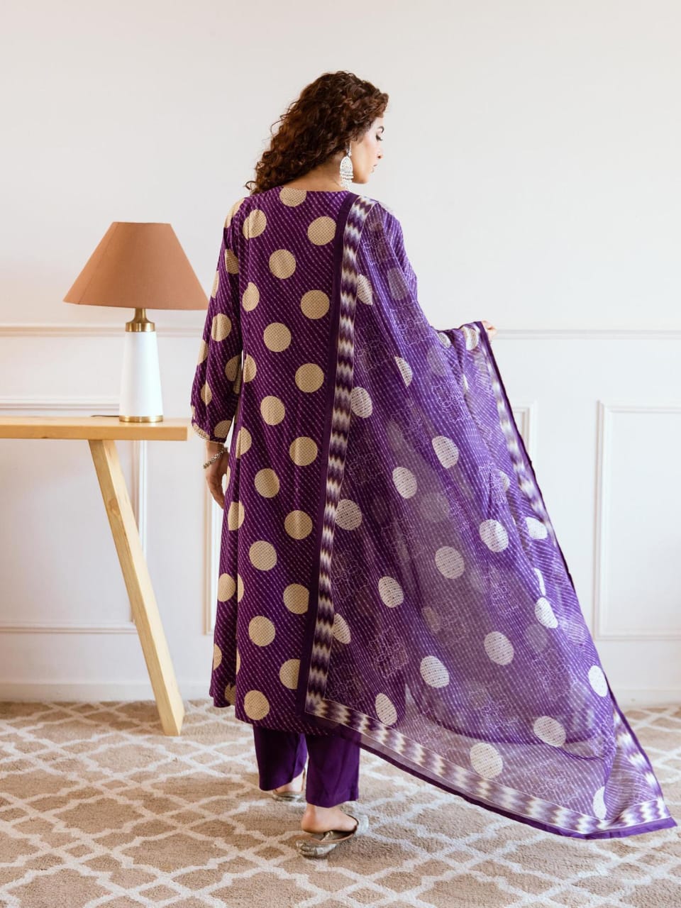 Polka Dot A Line Dupatta Set