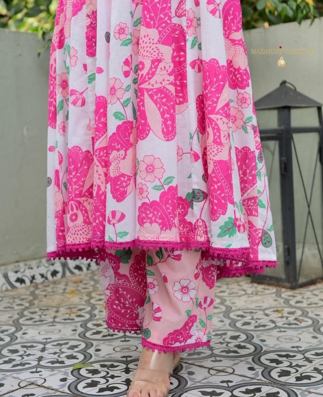 Pink Fuchsia Blossom Kurta Pant With Dupatta Set