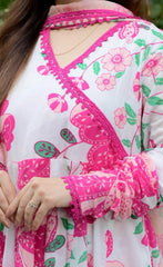 Pink Fuchsia Blossom Kurta Pant With Dupatta Set