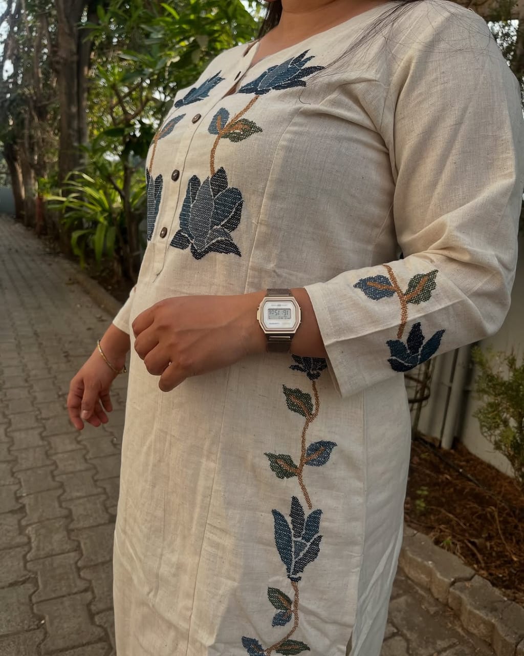 Floral Embroidered Cotton Flex Co-Ord Set