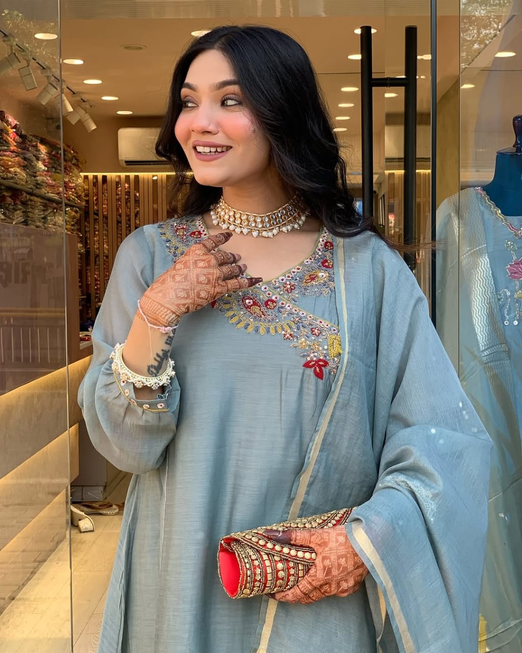 Blue Mist Kurta Pant & Dupatta Set