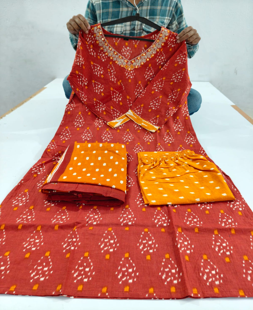 Cotton dupatta set, kurta,pant with dupatta, suitkari