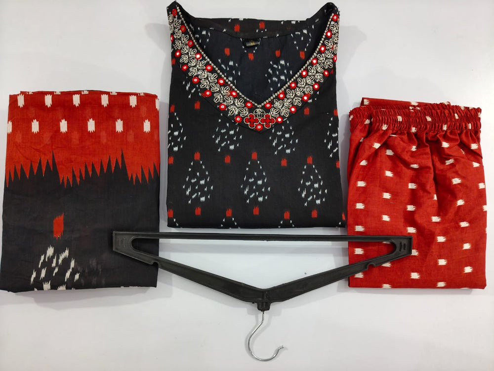 black dupatta set, cotton dupatta set, suitkari