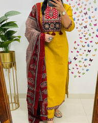 Mustard Bloom Cotton Suit Set