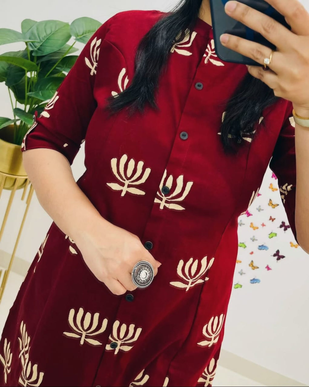 Cotton co-ord set, Maroon co-ord set, suitkari