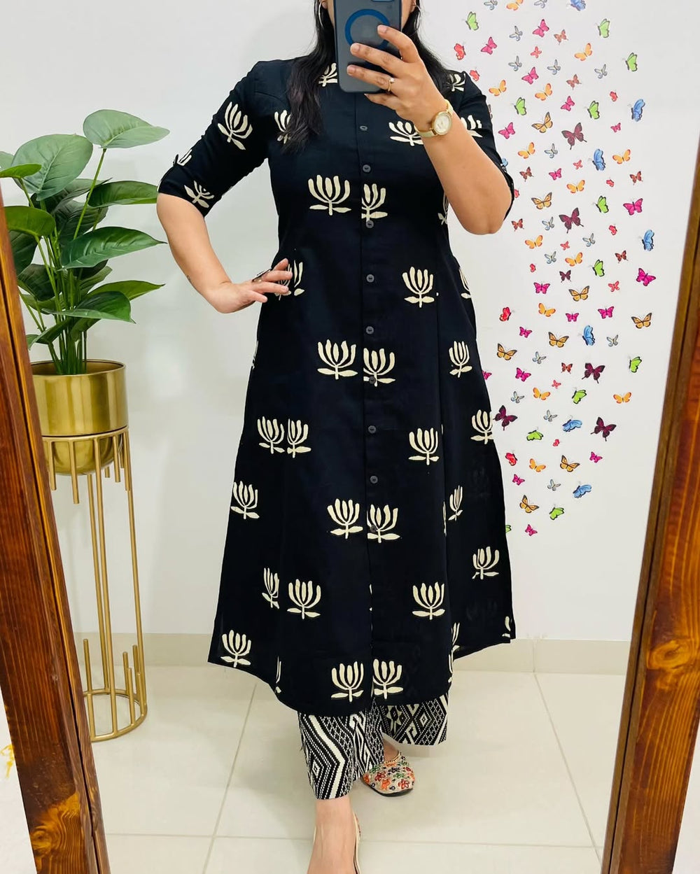 Cotton co-ord set, black co-ord set, suitkari