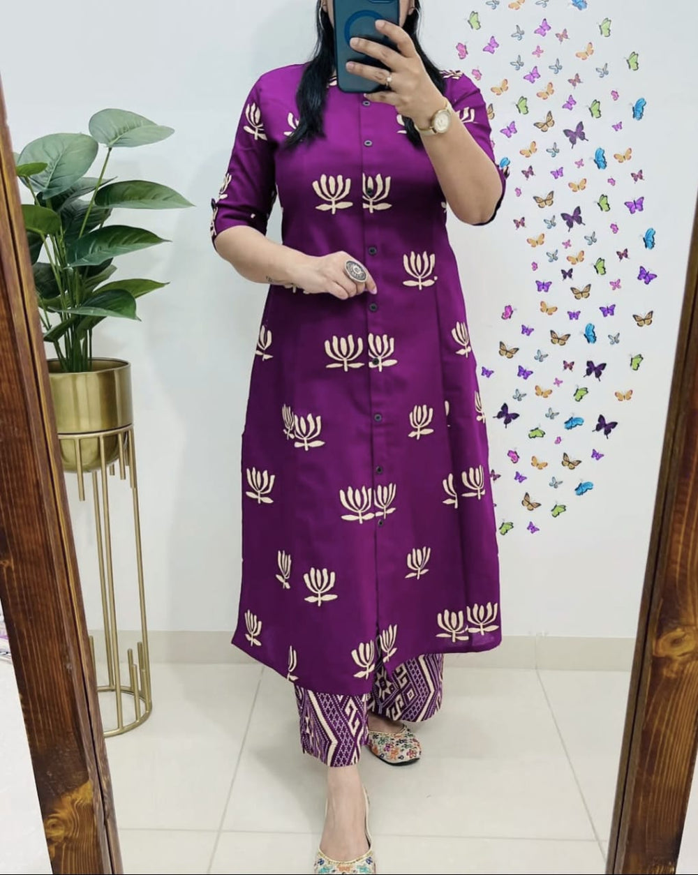 cotton co-ord set, purple co-ord set, suitkari