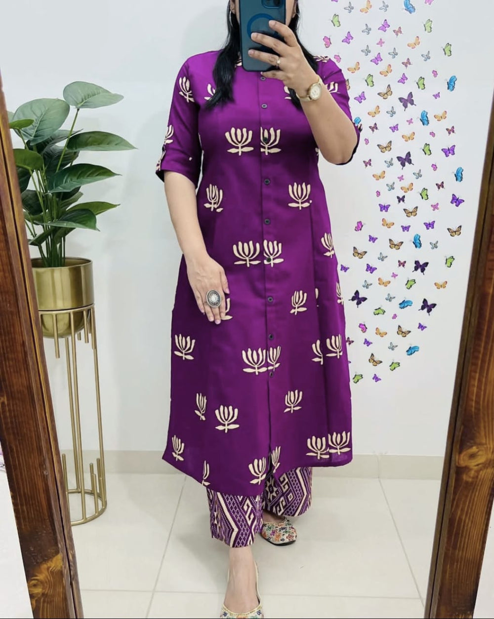 cotton co-ord set, purple co-ord set, suitkari