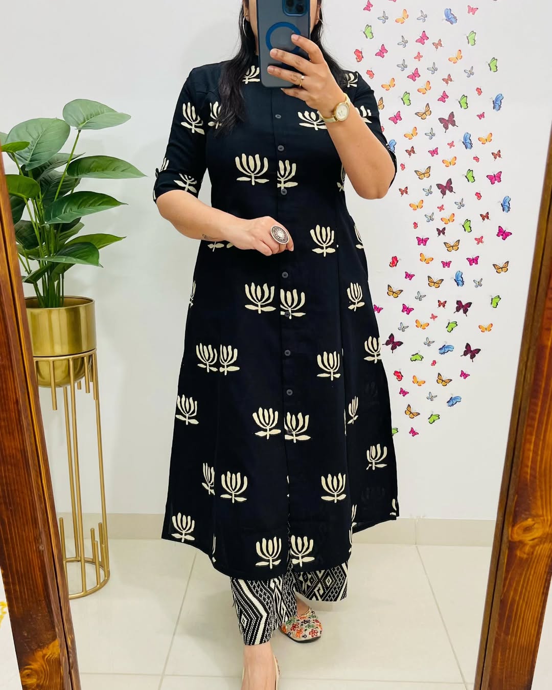 Cotton co-ord set, black co-ord set, suitkari