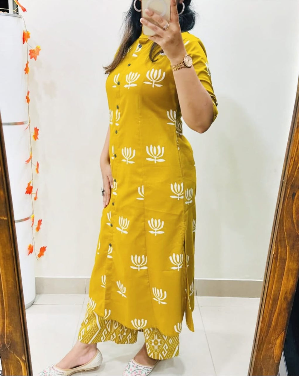 Cotton co-ord set, yellow co-ord set, suitkari