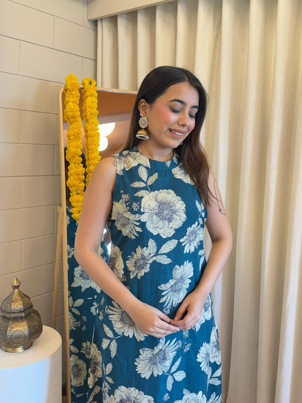 cotton kurta set, floral kurta set, suitkari