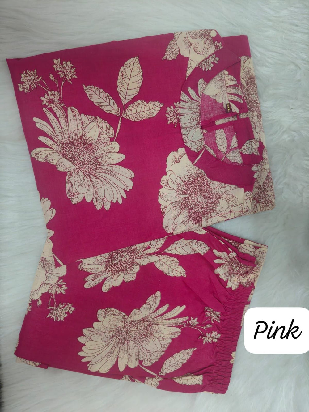 pink floral kurta set, cotton kurta set, suitkari