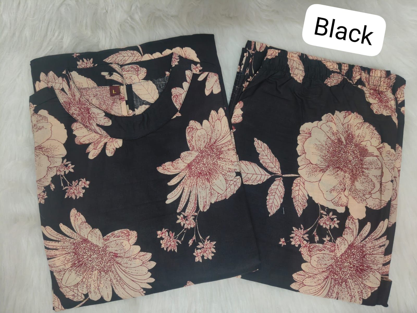 Ethnic Black Floral Sleeveless Kurta Set