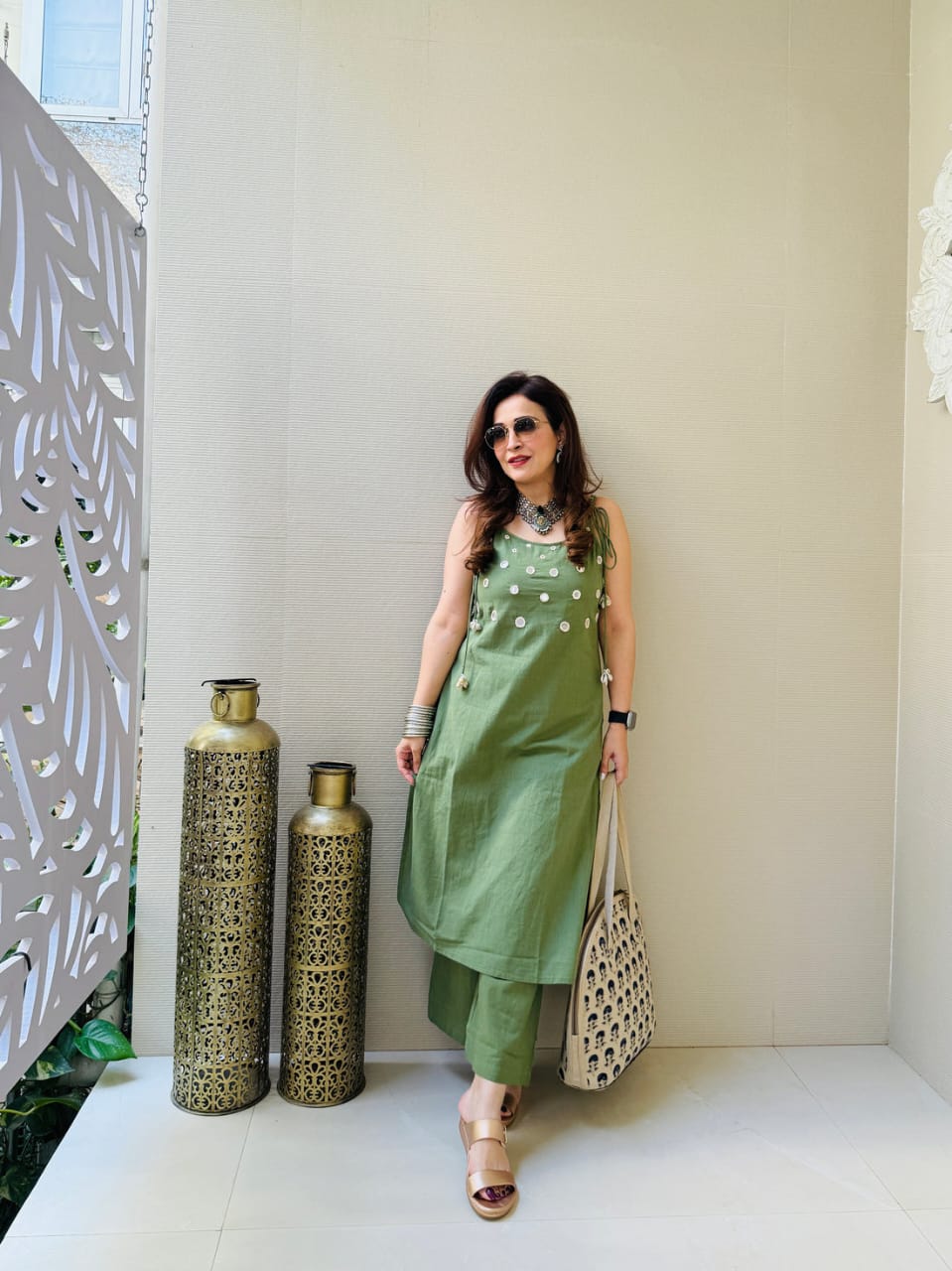 green co-ord set, cotton co-ord set, suitkari