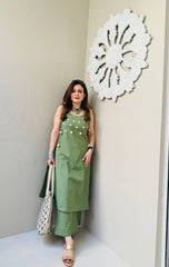 green co-ord set, cotton co-ord set, suitkari