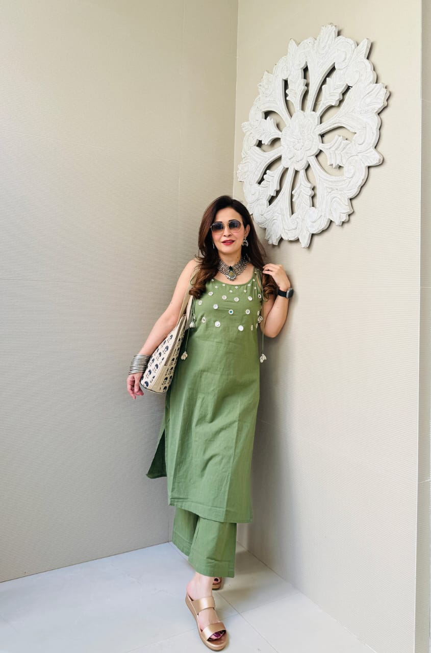 green co-ord set, cotton co-ord set, suitkari