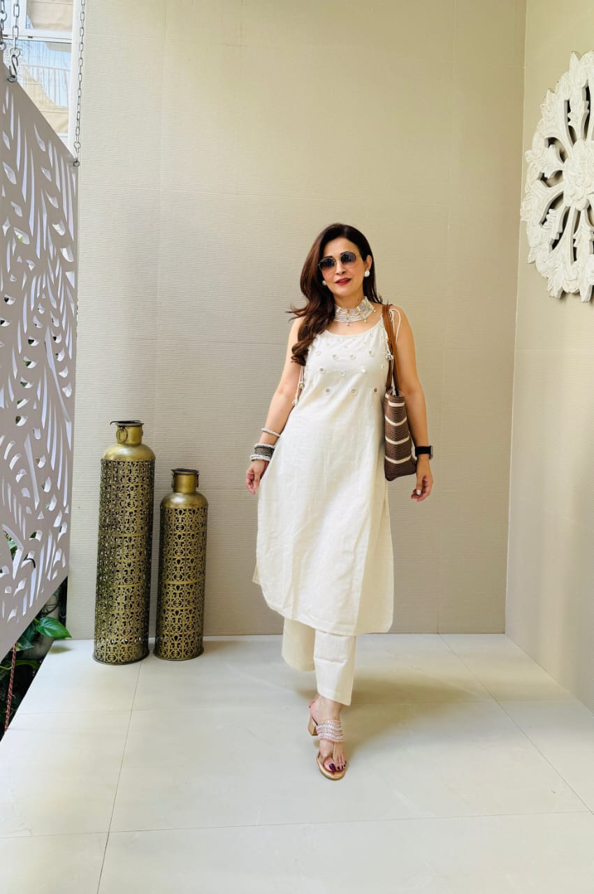 white co-ord set, cotton co-ord set, suitkari
