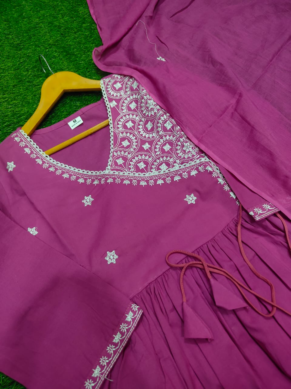 Purple dupatta set, cotton dupatta set, suitkari