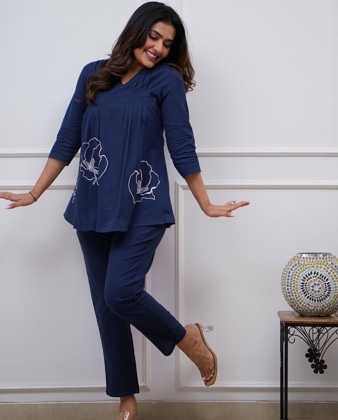 cotton co-ord set, blue co-ord set, suitkari