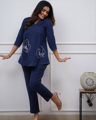 cotton co-ord set, blue co-ord set, suitkari