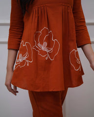 cotton co-ord set, orange co-ord set, suitkari