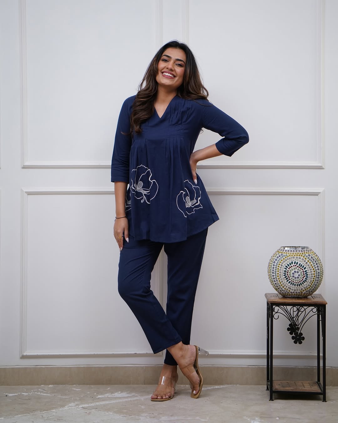 cotton co-ord set, blue co-ord set, suitkari