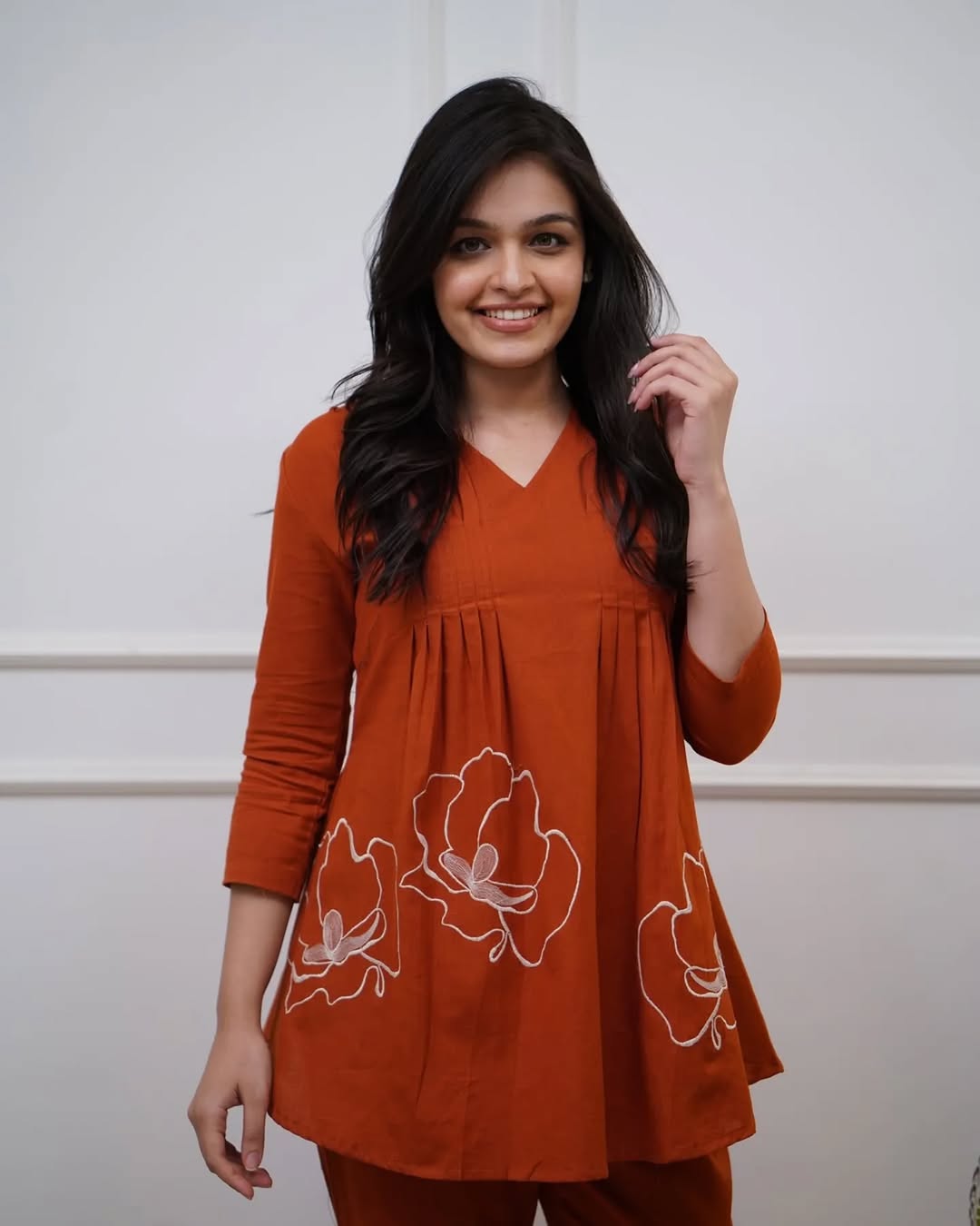 cotton co-ord set, orange co-ord set, suitkari