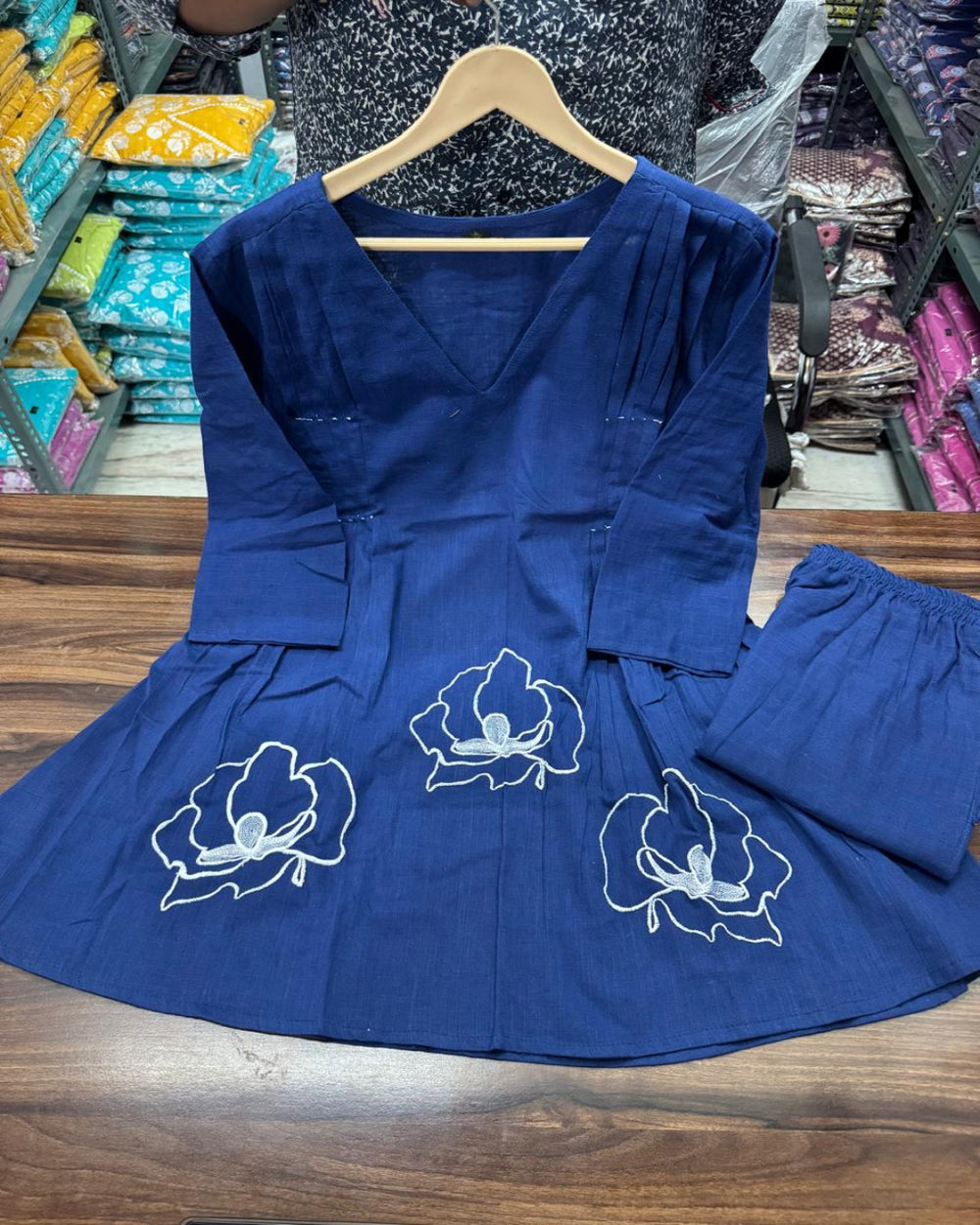 cotton co-ord set, blue co-ord set, suitkari