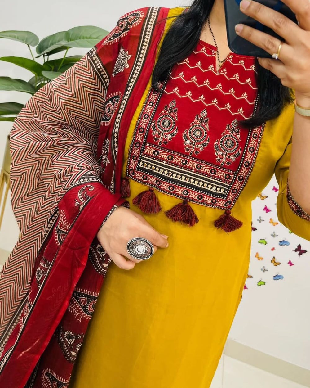 Yellow dupatta set, cotton dupatta set, suitkari