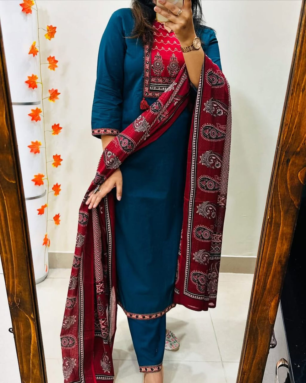 blue dupatta set, cotton dupatta set, suitkari