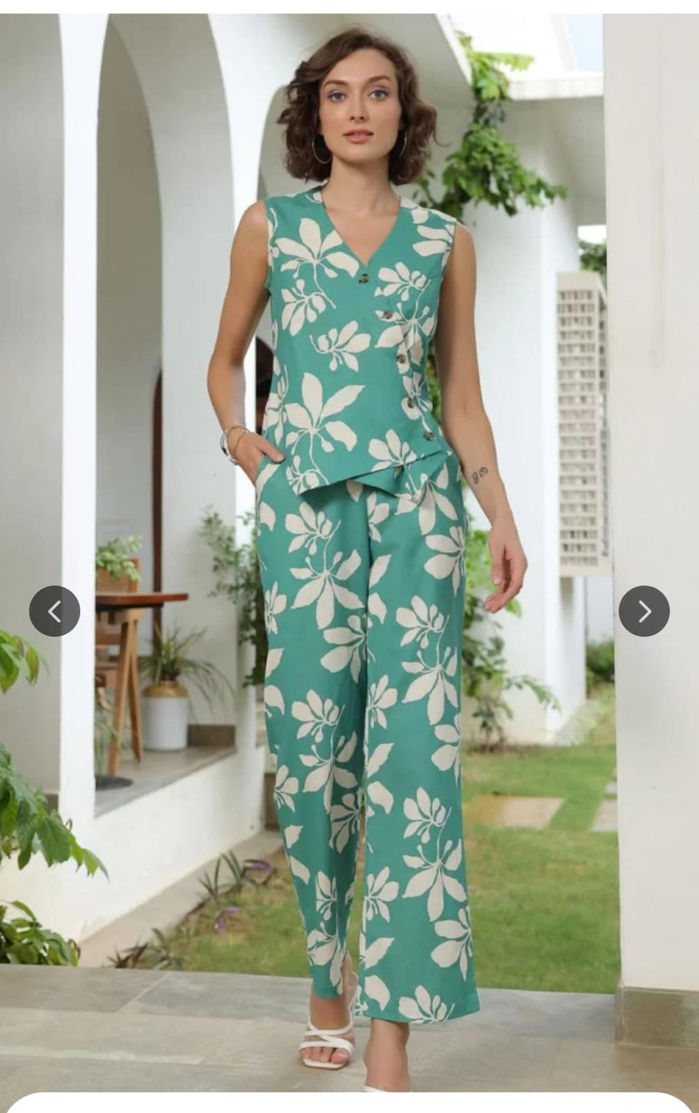 Green co-ord set, cotton co-ord set, suitkari