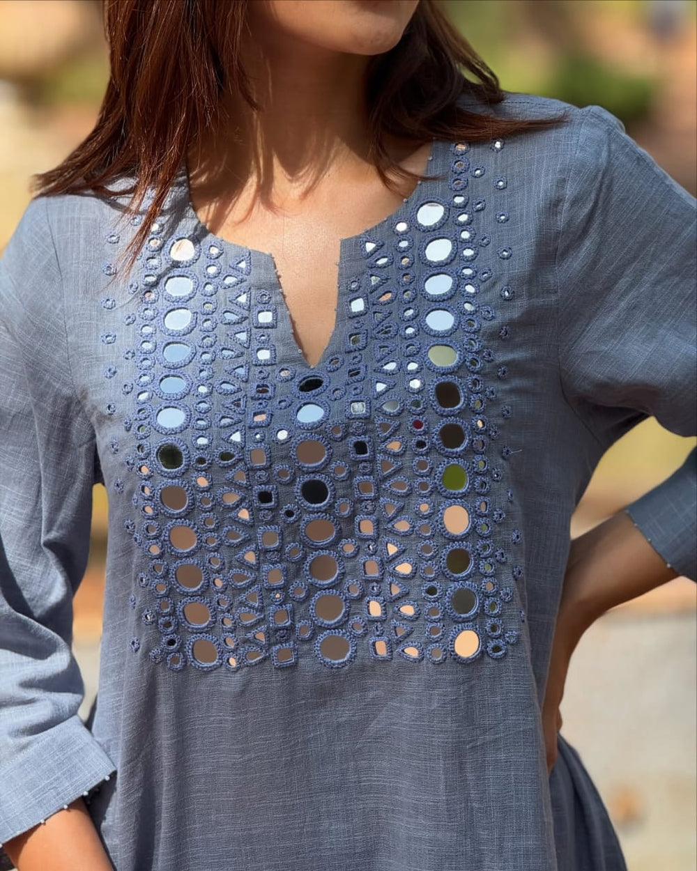 Blue Co-ord set, long co-ord set, suitkari