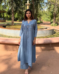 Blue Co-ord set, long co-ord set, suitkari
