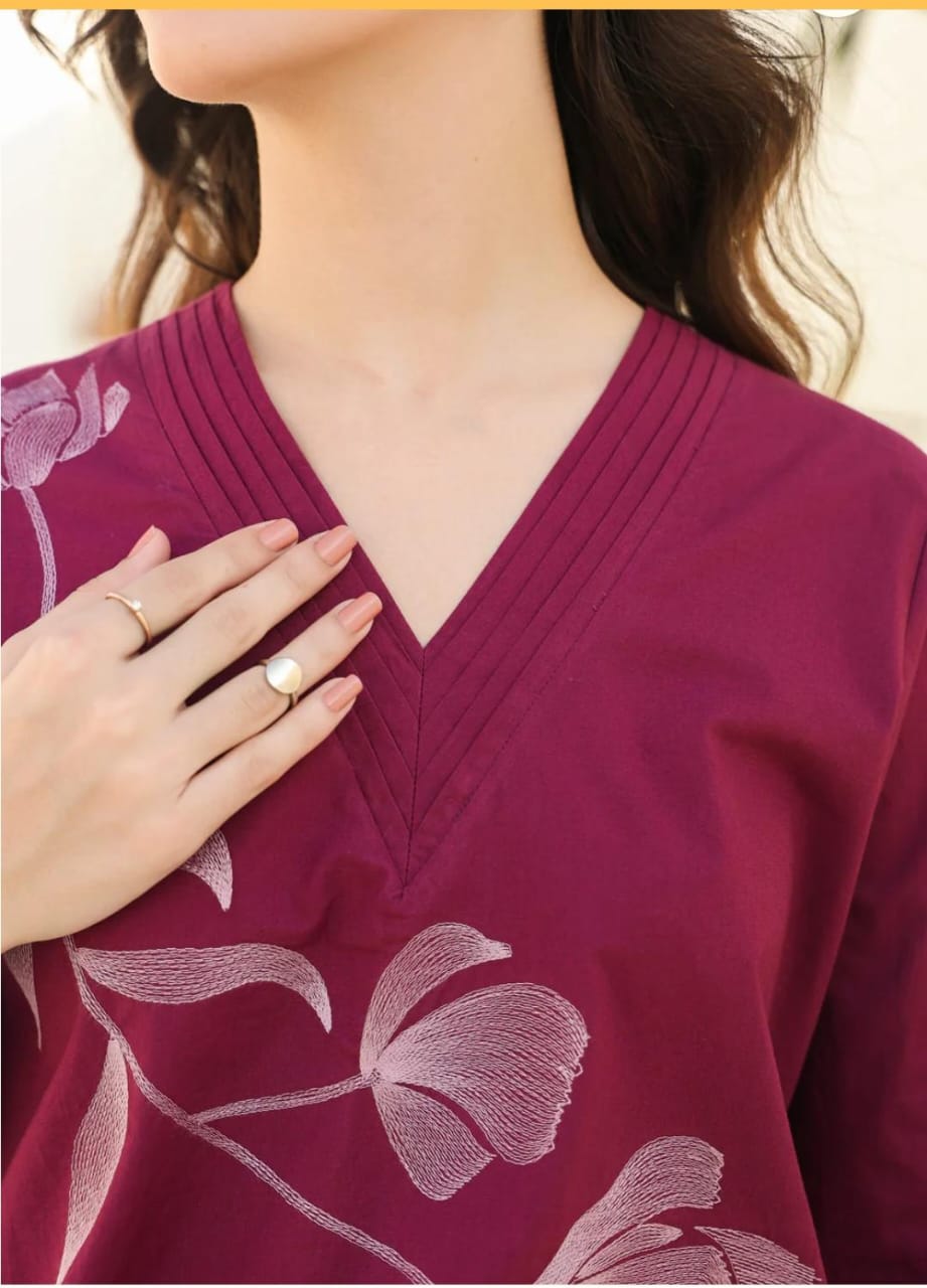 wine kurta set, cotton kurta set, suitkari