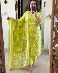 Yellow Dupatta set, cotton dupatta set, suitkari