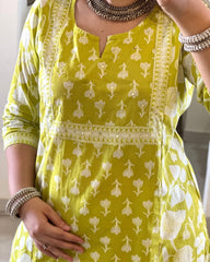 Yellow Dupatta set, cotton dupatta set, suitkari